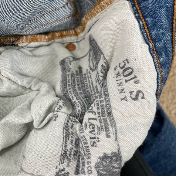 Levi’s Premium 501 Skinny Button Fly High Rise Blue Jeans We The People Size 26 - Picture 10 of 12